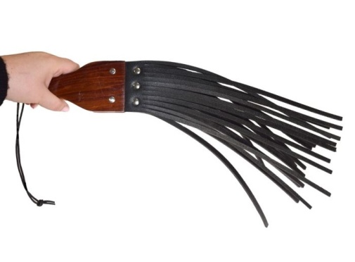 Prowler - Leather and Wood Fringe Paddle - Black 照片