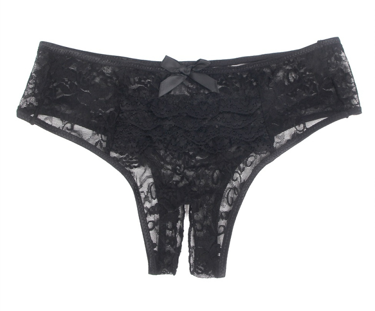 Ohyeah - Lace Crotchless Panty - Black - L photo