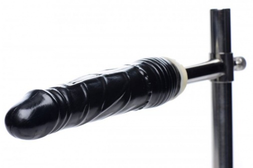 Master Series - Imprisoned Metal Stockade with Dildo - Black photo