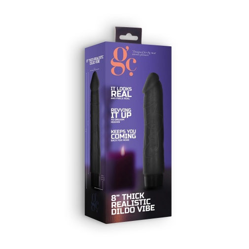 GC - 8" Thick Vibro Dildo - Black 照片