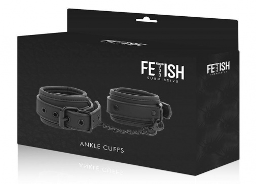 Fetish Submissive - Vegan Leather Ankle Cuffs - Black photo
