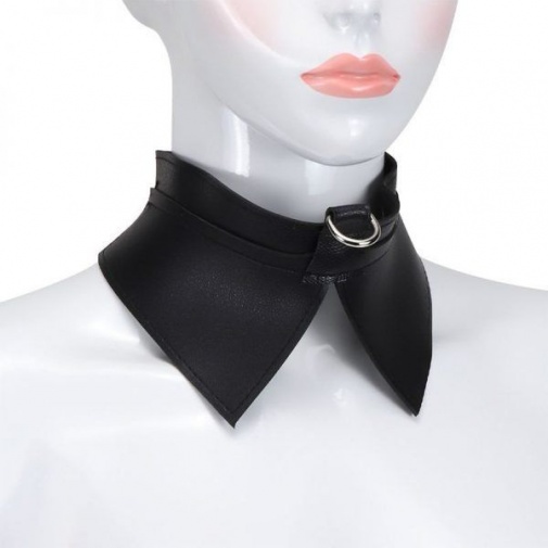 MT - 時尚皮革領子型頸圏及牽鏈 - 黑色 照片