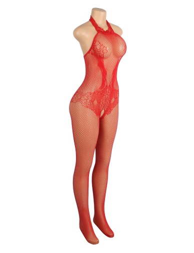 Ohyeah - Lace Turtleneck Bodystocking - Red - XL photo