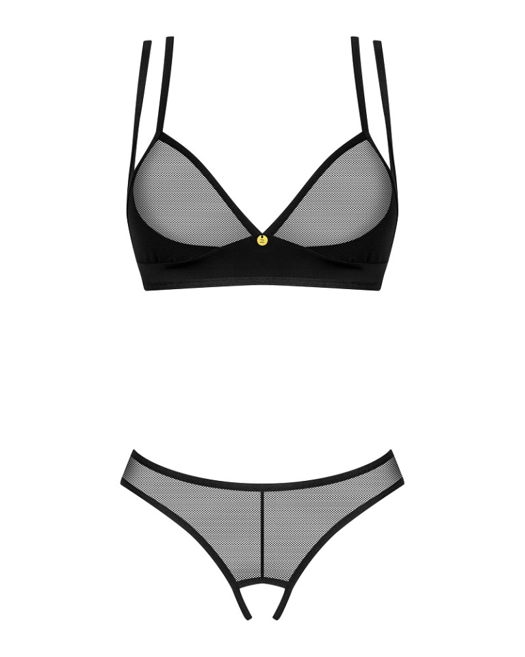 Obsessive - Nesari 露胸开裆性感内衣套装 - 黑色 - 加细码/细码 照片