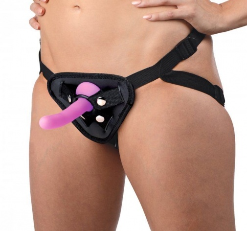 Strap U - Double-G 穿戴式束帶震動套裝連兩個假陽具 - 紫色 照片