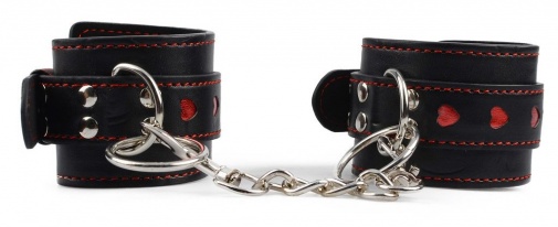 Toynary - SM16 Heart Leather Handcuffs - Black photo