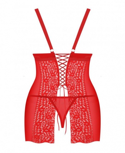 Obsessive - Blossmina 連身裙和丁字褲 - 紅色 - 4XL/5XL 照片