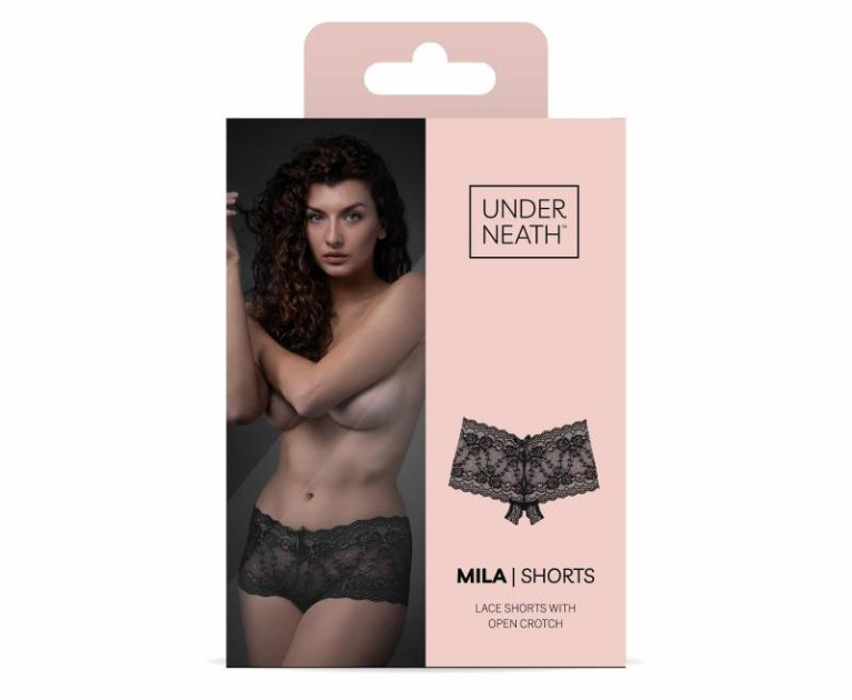 Underneath - Mila Crotchless Briefs - Black - S/M photo