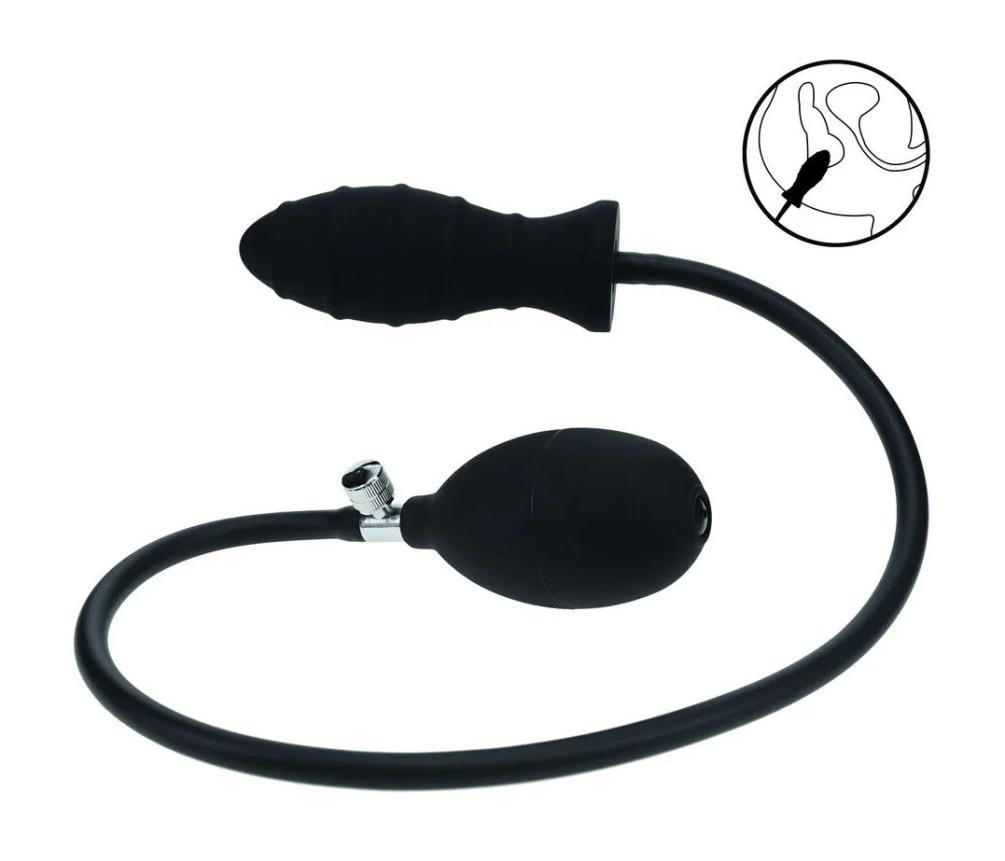 Levelz - Ribbed Inflatable Anal Plug - Black 照片-5