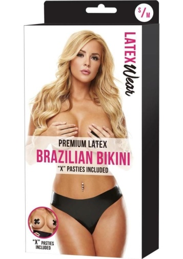 Latex Wear - Brazilian Bikini - Black - S/M photo