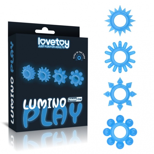 Lovetoy - Lumino Play Ring Set 4 pcs - Blue photo