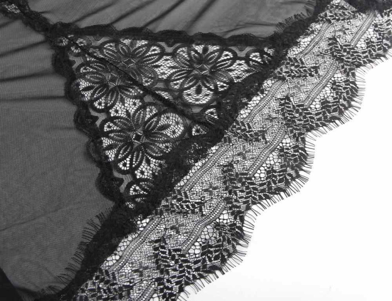 Ohyeah - 柔軟透明娃娃短裙內衣套裝 - 黑色 - 3XL 照片