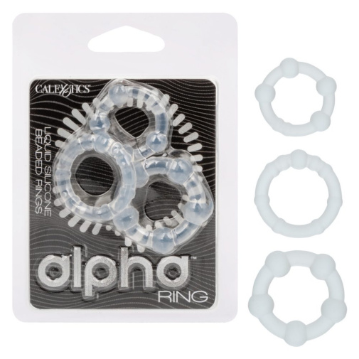 CEN - Alpha Beaded Rings 3pcs Set - Liquid Clear 照片