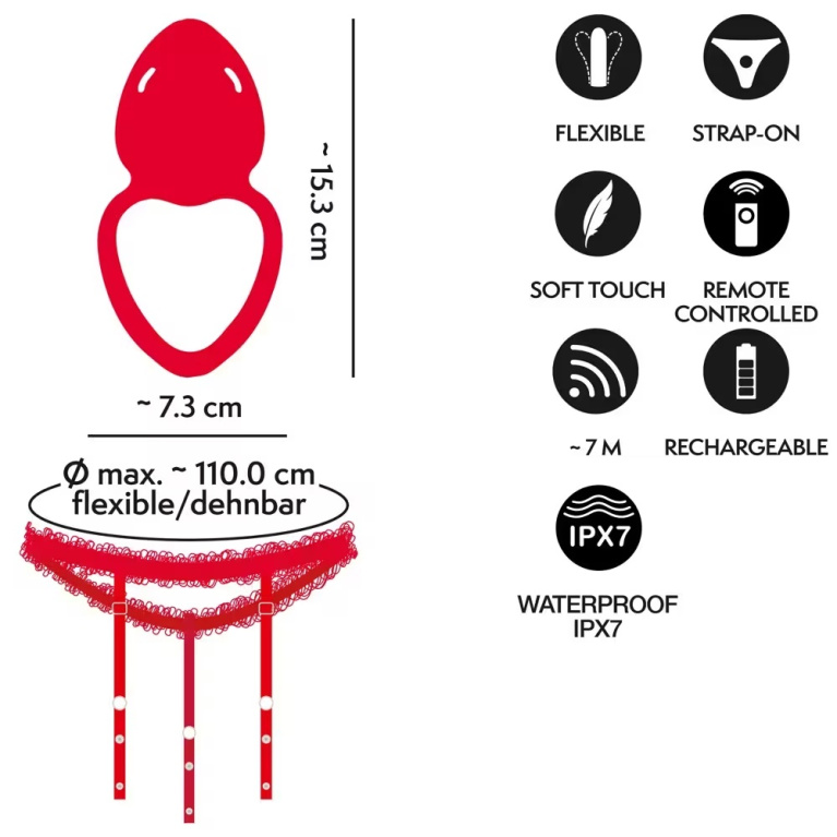 You2Toys - Lay-On Strap Vibro Set - Red 照片
