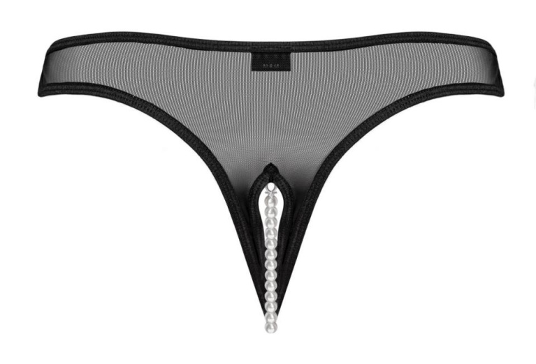 Underneath - Jade Crotchless Thong - Black - S/M photo