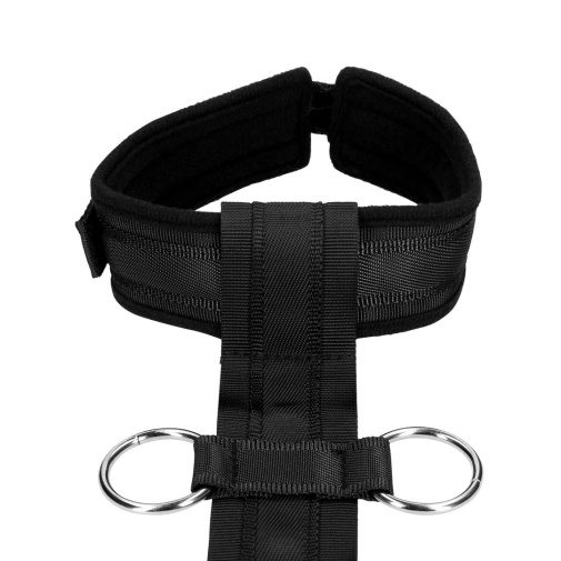 Ouch - Restraint Harness w Collar & Hand Cuffs - Black photo