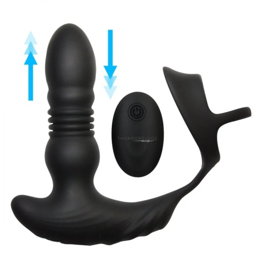 Thunderplugs - Thrusting Plug w Cock Strap - Black photo