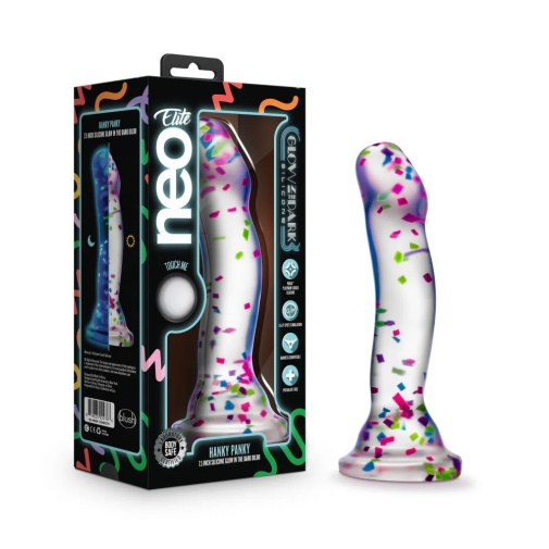 Neo Elite - Glow in the Dark Hanky-Panky Dildo 19cm - Confetti 照片