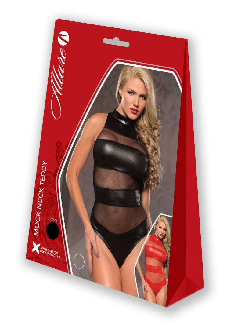 Allure - Mock Neck Teddy - Black - S/M photo