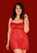 Obsessive - Blossmina 連身裙和丁字褲 - 紅色 - 4XL/5XL 照片-5