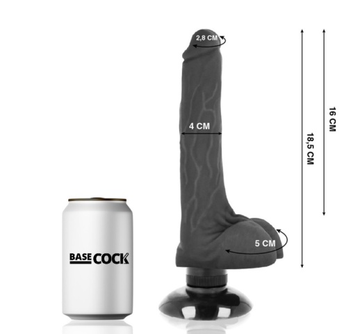 Basecock - 2in1 Vibro Dildo w Balls 18.5cm - Black photo