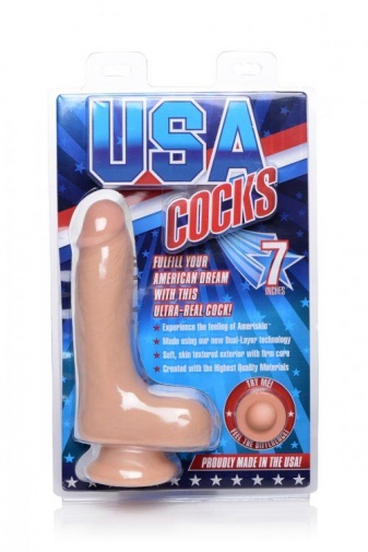 USA Cocks - 7″ 雙層質感假陽具 - 肉色 照片