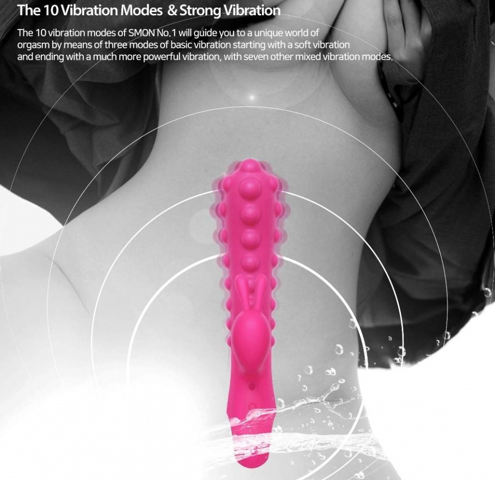 The SMON No. 1 is a special vibrator with a studded shaft an... Kokos - Smon Rabbit Vibrator - Pink photo-9