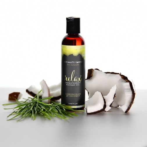 Intimate Earth - Relax Massage Oil Lemongrass & Coconut - 120ml photo