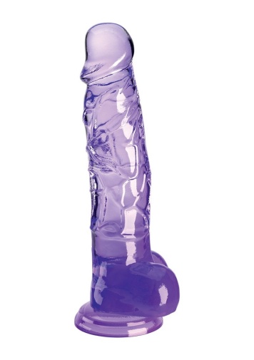 King Cock - 8" 透明假陽具連睪丸 - 紫色 照片