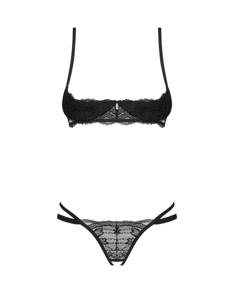 Obsessive - Nutris Crotchless Set - Black - XS/S photo