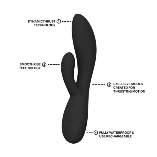Lelo - Ina 可APP控制 抽插式兔仔震动棒 - 黑色 照片