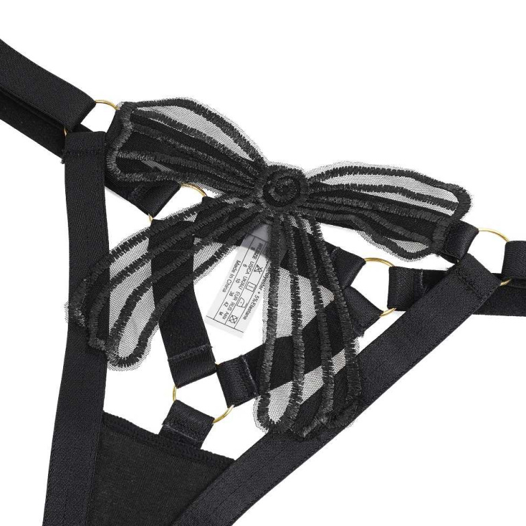Ohyeah - Sexy Bow Bra Set - Black - L photo
