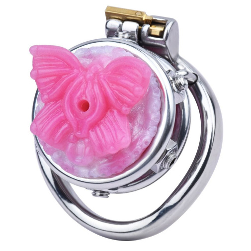 FAAK - Butterfly Chastity Cage w Curved Ring - Red Dragon photo