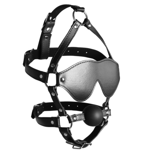 Ouch - Xtreme Head Harness w Solid Ball Gag - Black photo