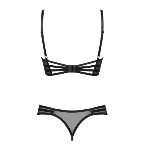 Obsessive - Roxelia 半罩式胸罩 开裆式内裤 两件装 - 黑色 - 中/大码 照片