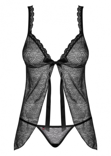 Obsessive - 877-BAB-1 連身裙連丁字褲 - 黑色 - S/M 照片