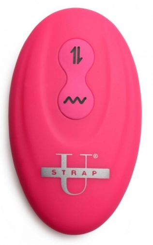 Strap U - Mighty-Thrust 免束帶穿戴式遙控震動雙頭假陽具 - 粉紅色 照片