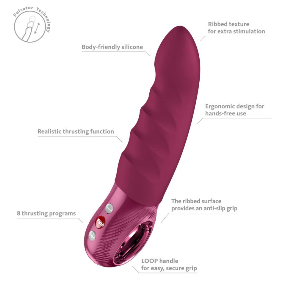 Fun Factory - Stronic Deep 抽插式脉冲震动器 - 酒红色 照片-5