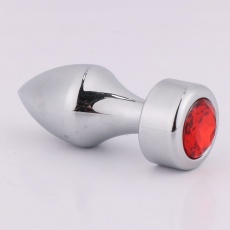 MT - Anal Plug 77x29mm - Silver/Red photo