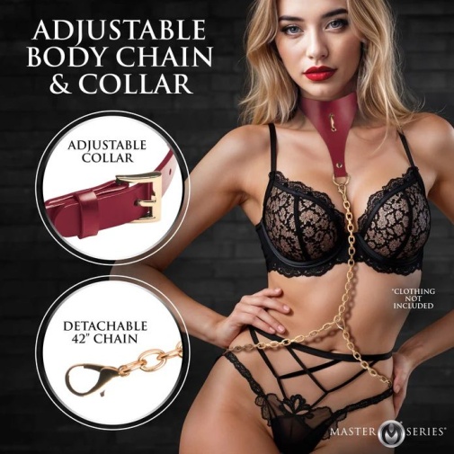 Master Series - Captivate Collar w Body Chain - Red 照片