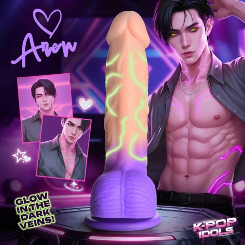 K-Pop Idols - Aren 拟真连睾丸假阳具 - 紫色 照片