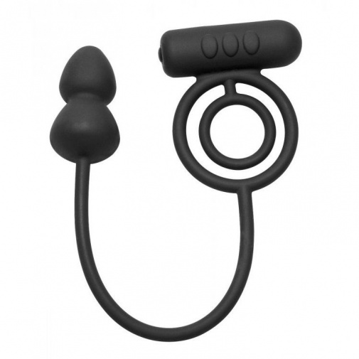Prostatic Play - Voyager 震动阴茎环及肛门刺激器 - 黑色 照片
