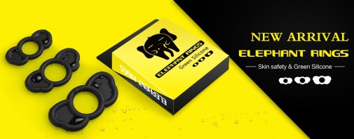 Canwin - Elephant Rings 3 pcs Set - Black  photo