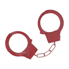 Ouch - Classic Metal Hand Cuffs - Red photo