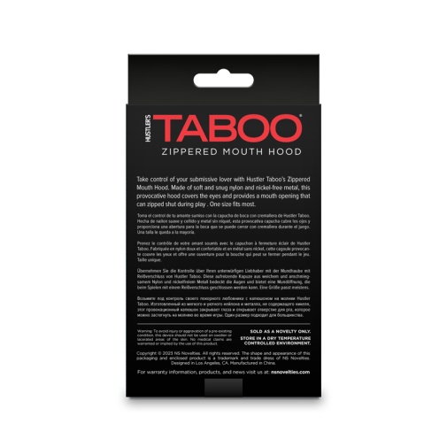 NS Novelties - Taboo Zipper Mouth Hood - Black photo