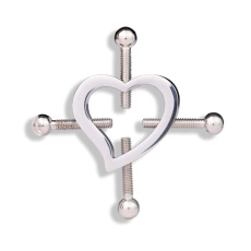 FAAK - Heart Screw Nipple Clamps Belt - Black 照片