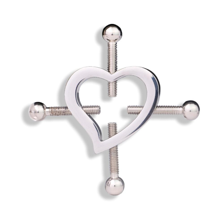 FAAK - Heart Screw Nipple Clamps Belt - Black photo