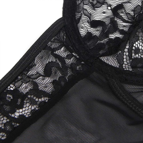 Ohyeah - Lace Garter Teddy - Black - M photo