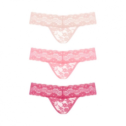Underneath - Rose 丁字褲套裝 3件裝 - 粉紅色 - 大碼/加大碼 照片