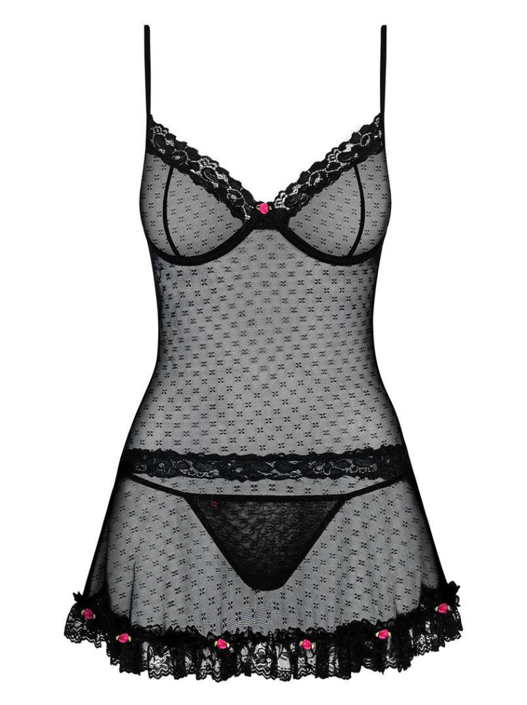 Obsessive - Piccoro 連衣裙和丁字褲 - 黑色 - S/M 照片